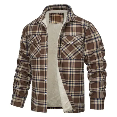 Herrenjacke mit Fleecefutter, Karomuster, lockere Passform
