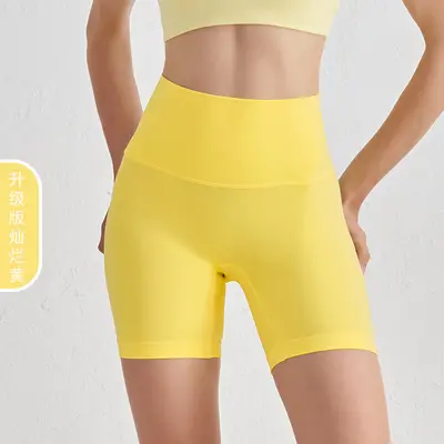 Kadınlar için yeni stil çift taraflı yoga şortu, yüksek belli, şeftali kaldırma, fitness şortu. - 7