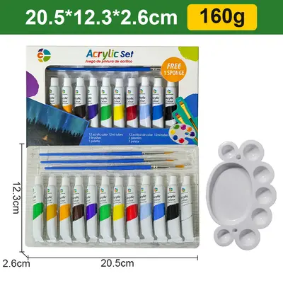 Akrilik boya toptan set 12 ml su geçirmez acemi çocuk boyama 12/18/24/36 renk yağlıboya - 7