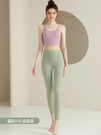 Pilates Yoga Set with Chest Pads, Dopamine Color Women's Tank Top Activewear - 7