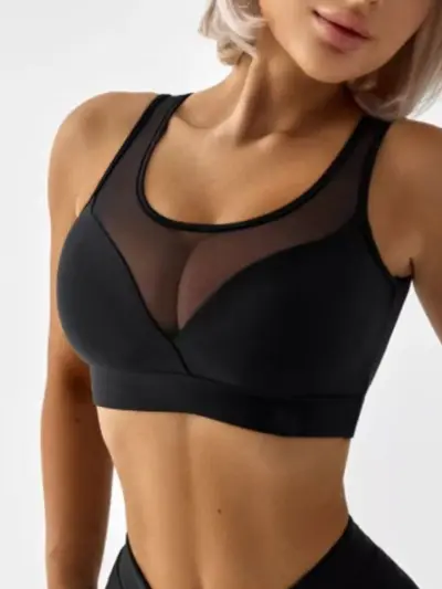 Women's fitness leggings with mesh detail high waist