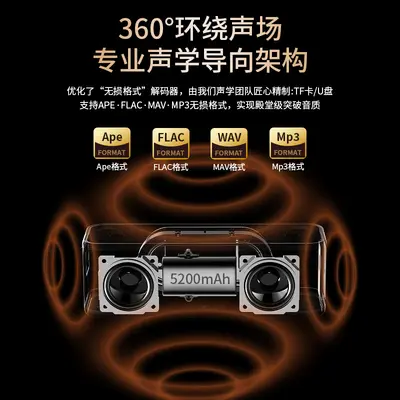 Berlin Sound Bluetooth Speaker, High Quality Outdoor Home Desktop High Volume Square Dance Card Bluetooth Speaker