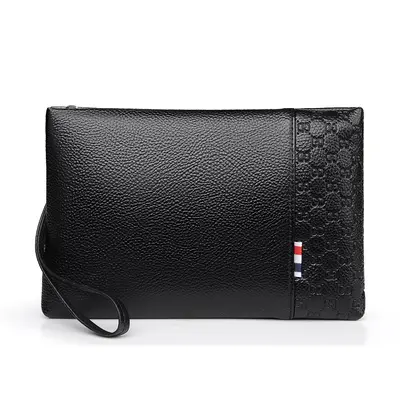 Men's Clutch Bag, Large Capacity, Soft Leather, iPad Compatible - 9