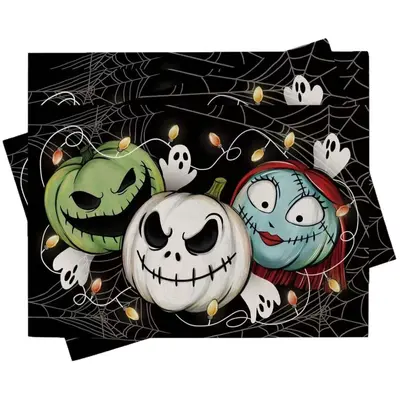 Halloween Ghost Linen Placemat, Waterproof for Restaurant Table