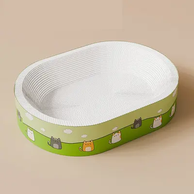 Extra Large Cat Scratcher with Bed, Corrugated Cardboard, No Debris - 12