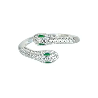 Lanzhi accessible luxury high-end snake ring full of diamonds 925 sterling silver ring women niche design double-headed snake bronze jewelry for men