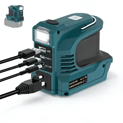 Milwaukee, Makita ve DeWalt uyumlu araç invertörü, DC ve USB Type-C - 7