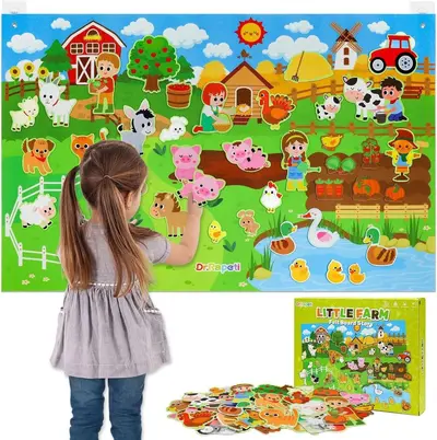 Felt Busy Board, Children's Educational Learning Board for Motor Skills - 3