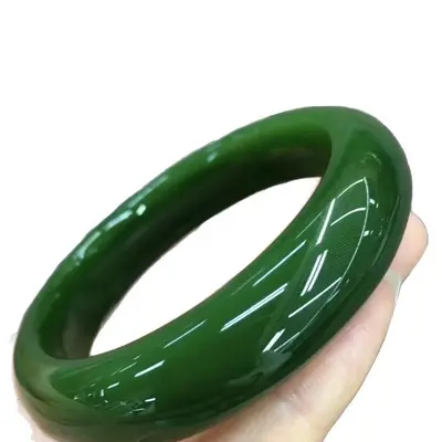 Hetian jade bracelet, clear water green, natural stone - 6