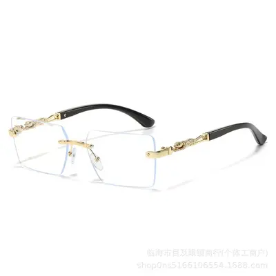 Cheetah Frameless Square Men's Sunglasses, UV Protection - 11