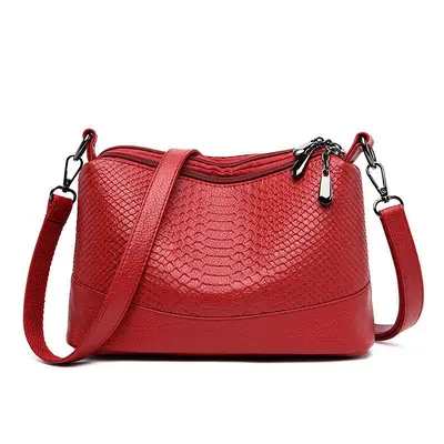 Damen-Schultertasche mit Krokodilmuster aus weichem Leder - 7