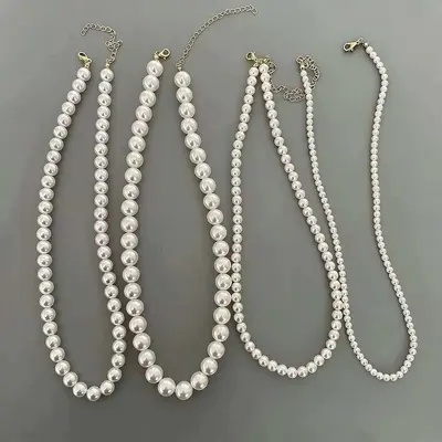 Retro imitation pearl necklace, Korean style, minimalist