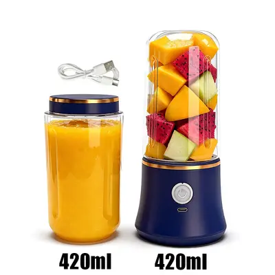 Rechargeable USB Juicer Blender, Dual Cup 420ML+420ML Mixer with Sports Lid