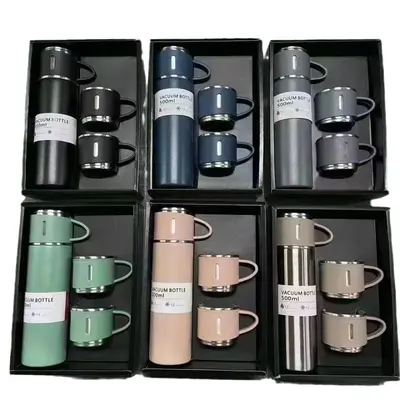 304 Stainless Steel Insulated Mug Set with Three Lids, Double-Wall - 6