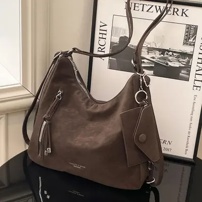 Matte Large-Capacity Women's Tote Bag, Multifunctional Commuter Shoulder and Crossbody - 7