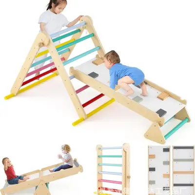 Solid Wood Triangle Set 7-in-1 Foldable Baby Climbing Frame