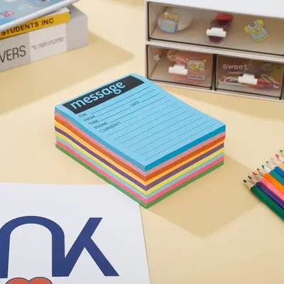 50 Stück Bunte Haftnotizen, Leuchtfarben-Notizblock