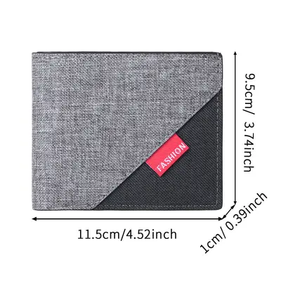 Schlichte Herren-Kurzbrieftasche mit Kartenfach und Canvas-Patchwork-Münzfach - 6