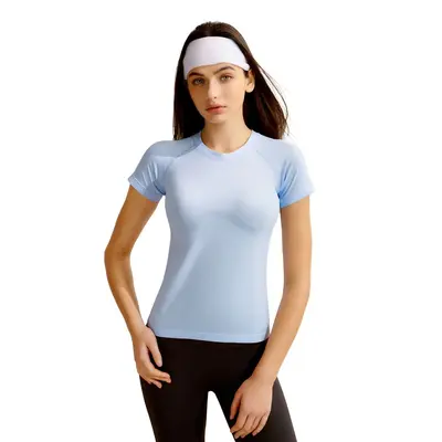 Women's Short Sleeve Pilates Yoga Training Top Quick-Dry Fitness Wear - 4