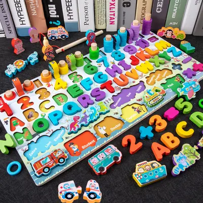 Magnetic Number Puzzle Blocks for 1-2 Year Olds, Fishing Game - 8
