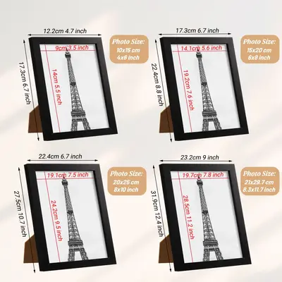 Wooden Empty Photo Frame, 6 to 10 inch, A4 and A3, Wall or Tabletop