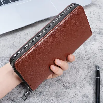 Men's Long Zipper Wallet, Large Capacity, Multi-Card Slots - 8