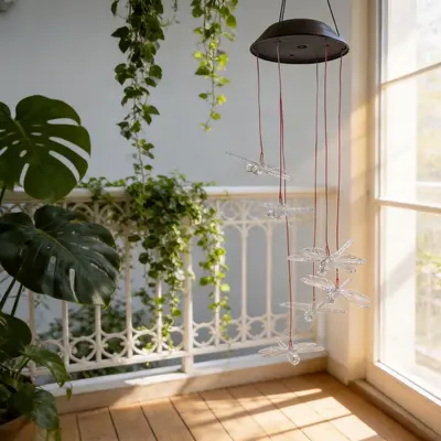 Solar-Libellen-Windglocken-Gartenleuchte, wasserdicht, für Außenbereich - 11