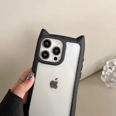 Apple 15, iPhone 14 Pro, 13 Pro ve 12 için uygun, şeffaf, kedi kulaklı, kişiselleştirilmiş, yaratıcı ve niş telefon kılıfı - 2