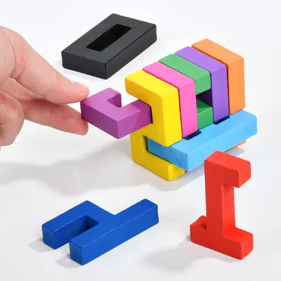 Wooden Puzzle Educational Toy for Children, Shapes, Colours and Number Blocks
