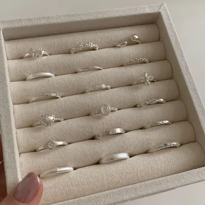 S925纯银极简风素圈戒指女小众高级感轻奢个性百搭叠戴食指戒手饰 - 3