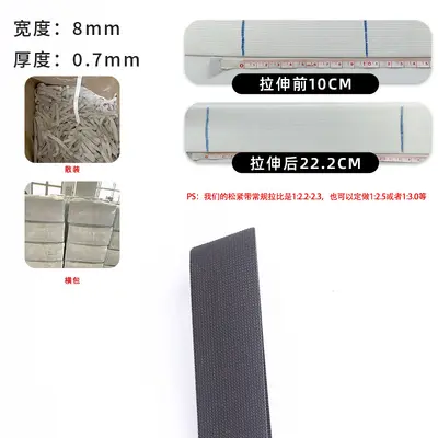 Black and White Edge-Stitched Colored Waistband Elastic Band, Flat Wide, High Stretch - 8