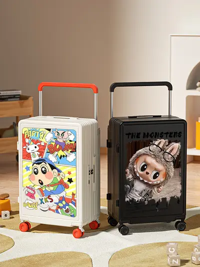 Labubu Print Combination Lock Trolley Suitcase with Silent Wheels - 3