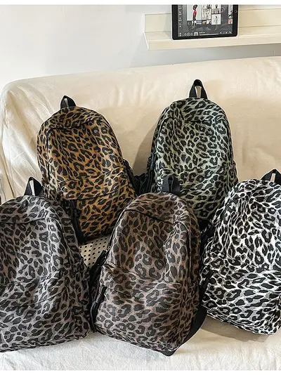 Leopard Print Backpack, Large Capacity Travel and College Bag - 6