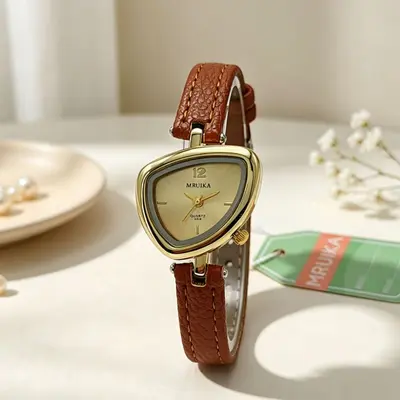 Damen-Quarzuhr mit Dreiecksdesign, elegant - 9