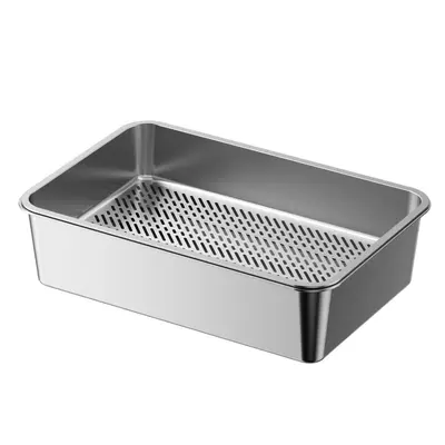 Extra Large Stainless Steel Cat Litter Box with Double-Layer Filter - 6