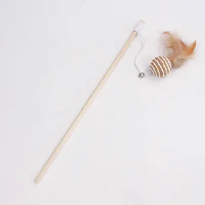 Retractable Cat Teaser Wand with Bell and Replaceable Head - 11