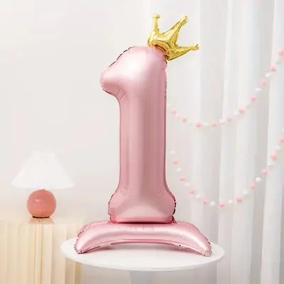 32 inch Rose Gold Crown Number Foil Balloon for Birthday Parties - 7