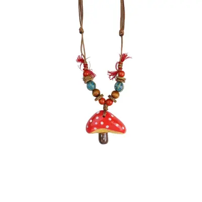 Jingdezhen Ceramic Mushroom Pendant Necklace - 5