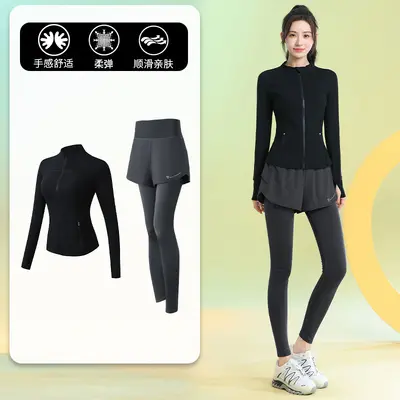 高颜值瑜伽服秋冬上衣女时尚绝美专业跑步训练健身服运动休闲外穿 - 10