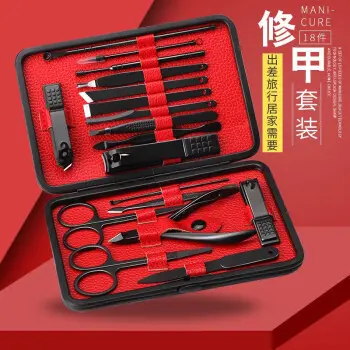18-teiliges Edelstahl-Maniküre-Set mit Nagelscheren und Pflegewerkzeugen