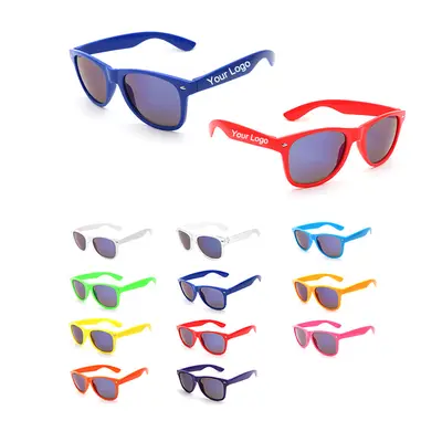 Monochrome Stud Sunglasses with Printed Logo, Blue Mirror Lens - 1