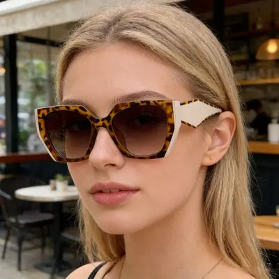Damen-Sonnenbrille 2026 im Cat-Eye-Stil, Vollrand, breite Bügel - 1