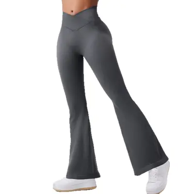 Damen-Yogahose nahtlos, hohe Taille, Pfirsich-Po-Effekt, Schlaghose