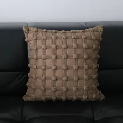 Braun Wabi-Sabi Stil einfach gestreift breiter Rand Lendenkissen Kissenbezug Wohnzimmer Sofa Kissen Modell Raum Kissen