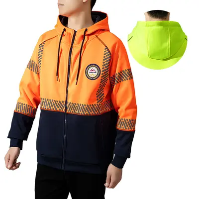 Erkek Yansıtıcı Kapüşonlu Sweatshirt 360G Polar Kumaş Su Geçirmez Outdoor Güvenlik Giyimi