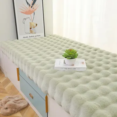 Thick Anti-Slip Plush Window Seat Cushion, Faux Rabbit Fur Look - 11