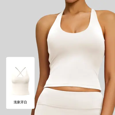 Tight-Fit Matte Yoga Tank Halter Neck Open Back Quick-Dry Sports Bra - 11