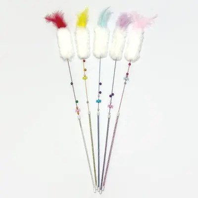 Laser Mouse Cat Toy with Feather Bell Chew Teaser Wand - 1