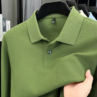 100% Cotton Men's Long Sleeve Polo Shirt, Embroidery Ready