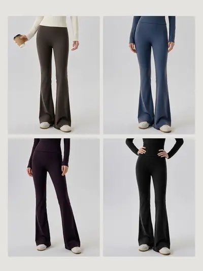 Women's High-Waisted Peach Lift Yoga Flared Pants, Micro Flare - 5
